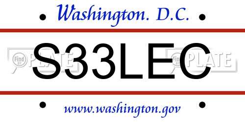 S33LEC District Of Columbia License Plate