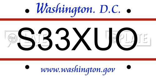 S33XUO District Of Columbia License Plate