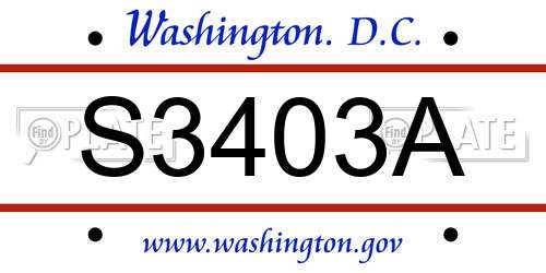 S3403A District Of Columbia License Plate