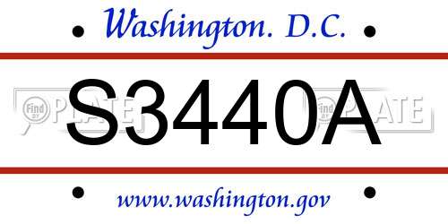 S3440A District Of Columbia License Plate