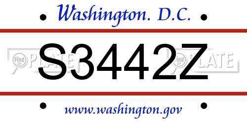 S3442Z District Of Columbia License Plate