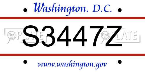 S3447Z District Of Columbia License Plate