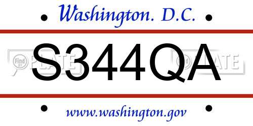 S344QA District Of Columbia License Plate