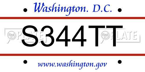 S344TT District Of Columbia License Plate