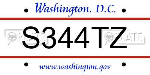S344TZ District Of Columbia License Plate