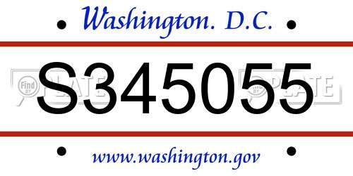 S345055 District Of Columbia License Plate