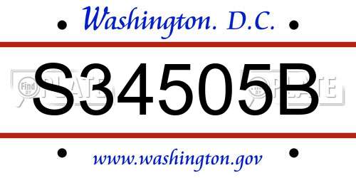 S34505B District Of Columbia License Plate