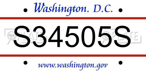 S34505S District Of Columbia License Plate