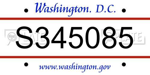 S345085 District Of Columbia License Plate