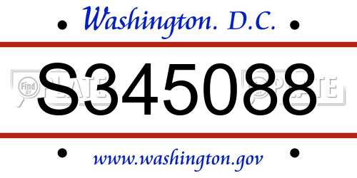 S345088 District Of Columbia License Plate