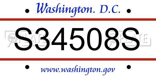 S34508S District Of Columbia License Plate