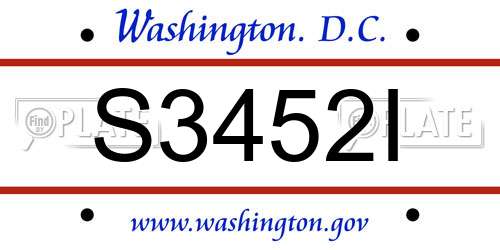 S3452I District Of Columbia License Plate