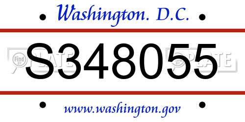 S348055 District Of Columbia License Plate