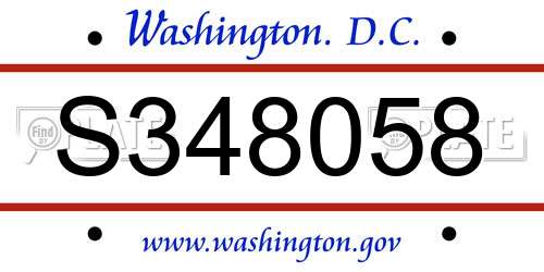 S348058 District Of Columbia License Plate