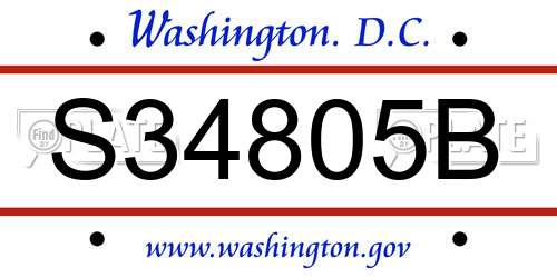 S34805B District Of Columbia License Plate