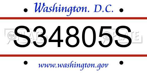 S34805S District Of Columbia License Plate