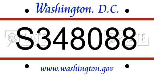 S348088 District Of Columbia License Plate