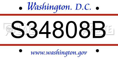 S34808B District Of Columbia License Plate