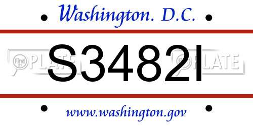 S3482I District Of Columbia License Plate