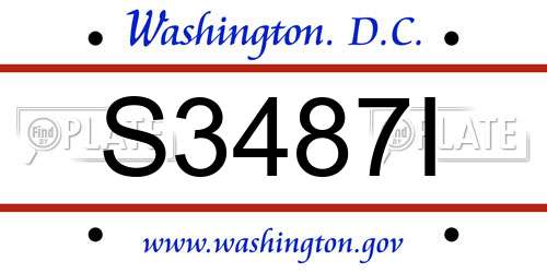 S3487I District Of Columbia License Plate