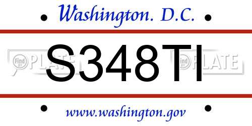 S348TI District Of Columbia License Plate