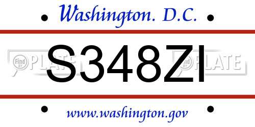 S348ZI District Of Columbia License Plate
