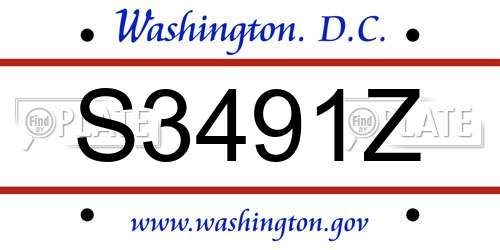S3491Z District Of Columbia License Plate