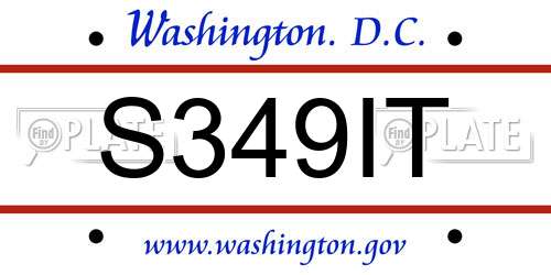 S349IT District Of Columbia License Plate