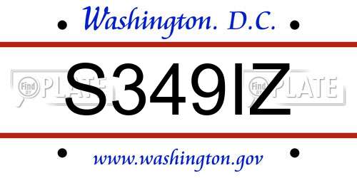 S349IZ District Of Columbia License Plate