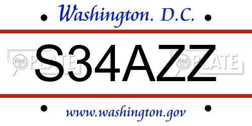 S34AZZ District Of Columbia License Plate