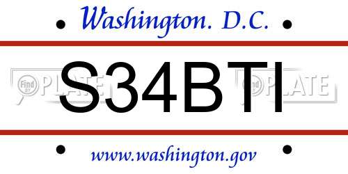 S34BTI District Of Columbia License Plate