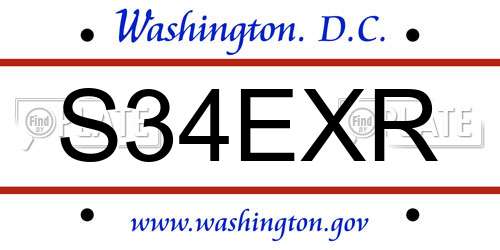 S34EXR District Of Columbia License Plate