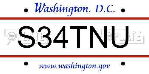 S34TNU District Of Columbia License Plate