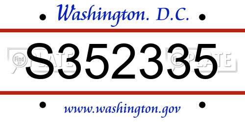 S352335 District Of Columbia License Plate