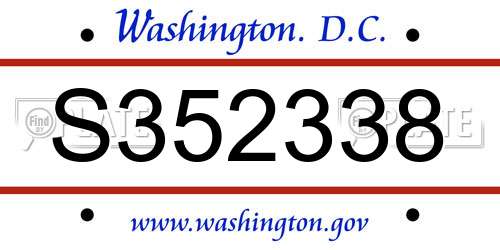 S352338 District Of Columbia License Plate