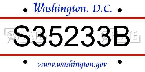 S35233B District Of Columbia License Plate