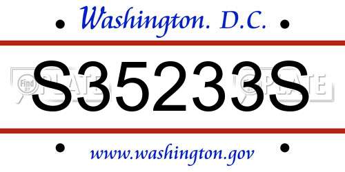 S35233S District Of Columbia License Plate