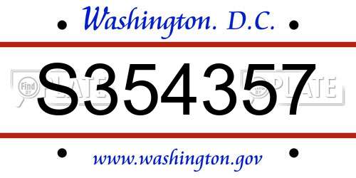 S354357 District Of Columbia License Plate