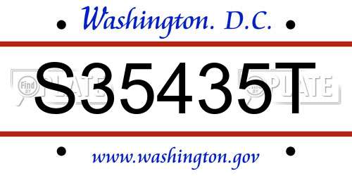 S35435T District Of Columbia License Plate