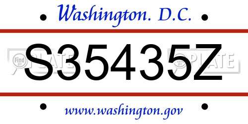 S35435Z District Of Columbia License Plate