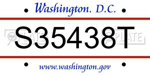 S35438T District Of Columbia License Plate