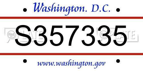 S357335 District Of Columbia License Plate