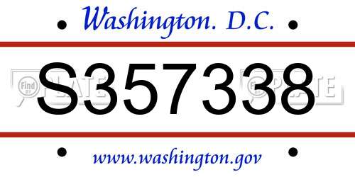 S357338 District Of Columbia License Plate