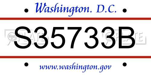 S35733B District Of Columbia License Plate