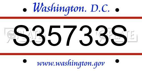 S35733S District Of Columbia License Plate