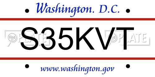 S35KVT District Of Columbia License Plate