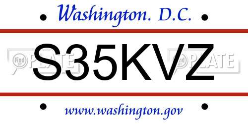 S35KVZ District Of Columbia License Plate