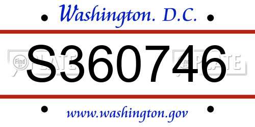 S360746 District Of Columbia License Plate