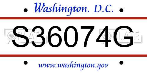 S36074G District Of Columbia License Plate