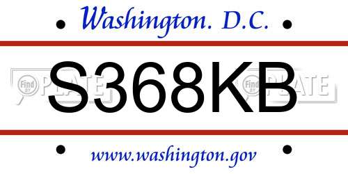 S368KB District Of Columbia License Plate